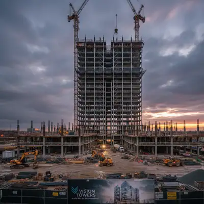 Gyvenamųjų namų, pramoninių objektų, aikštelių ir kt. statyba, įrengimas ir priežiūra
